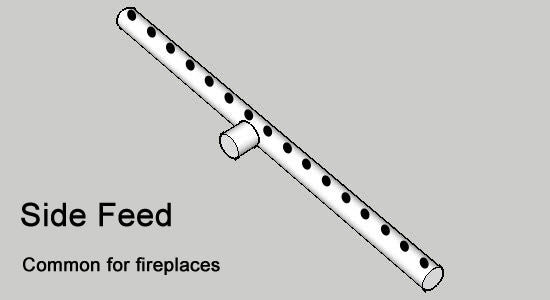 Heavy Duty T Burner for Fire Place side feed