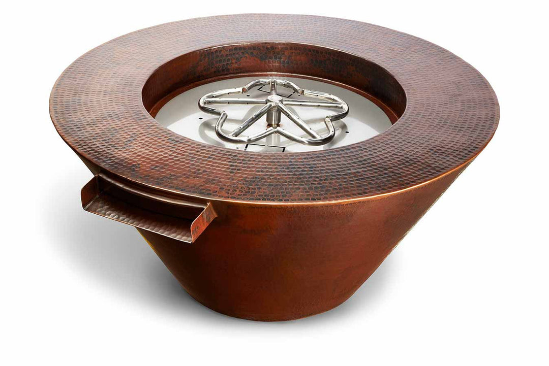 HPC 32" Mesa Hammered Copper Gas Fire Bowl – Electronic Ignition 120VAC or 24VAC (Natural Gas or Propane)