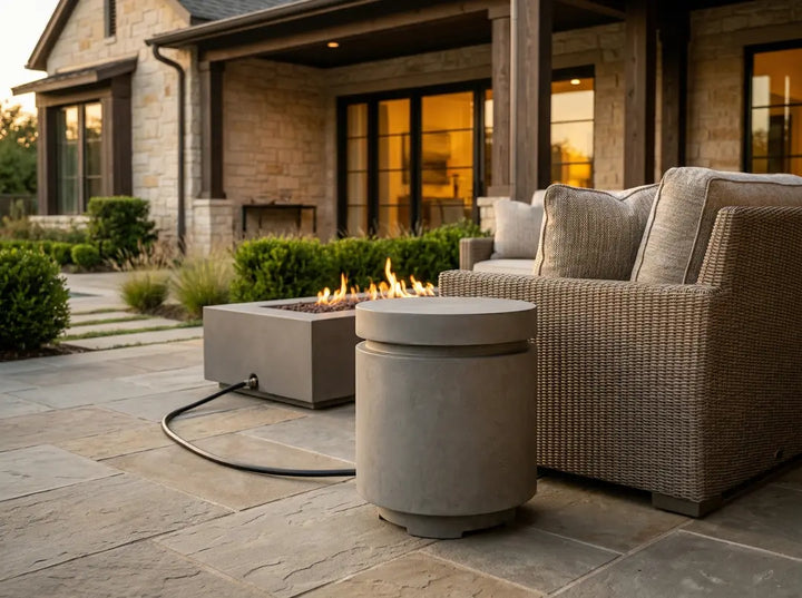 Mod Propane Tank Enclosure & Side Table – 20" Round (Pewter & Natural Finishes)