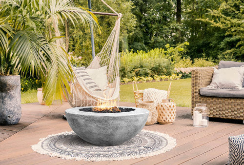 Moderno 5 Outdoor Fire Bowl – 36” Wide Surface Handcrafted Concrete Gas Fire Pit