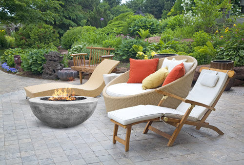 Moderno 5 Outdoor Fire Bowl – 36” Wide Surface Handcrafted Concrete Gas Fire Pit