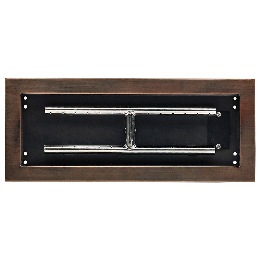American Fire Glass 18" x 6" Oil Rubbed Bronze Rectangular Drop-In Fire Pit Pan - OB-AFPP-18