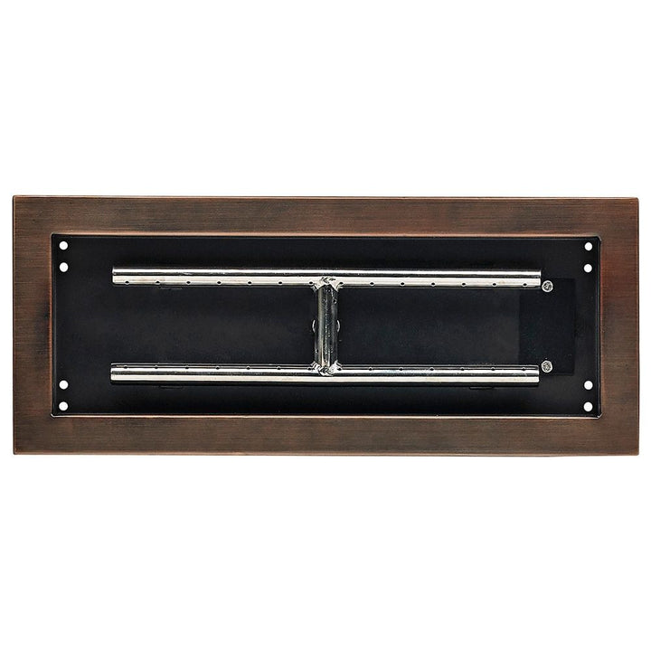 American Fire Glass 18" x 6" Oil Rubbed Bronze Rectangular Drop-In Fire Pit Pan - OB-AFPP-18