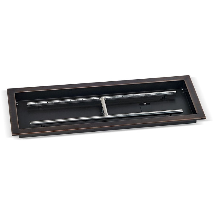 American Fire Glass Rectangular Oil Rubbed Bronze Drop-in Pan with Burner - OB-AFPP-30