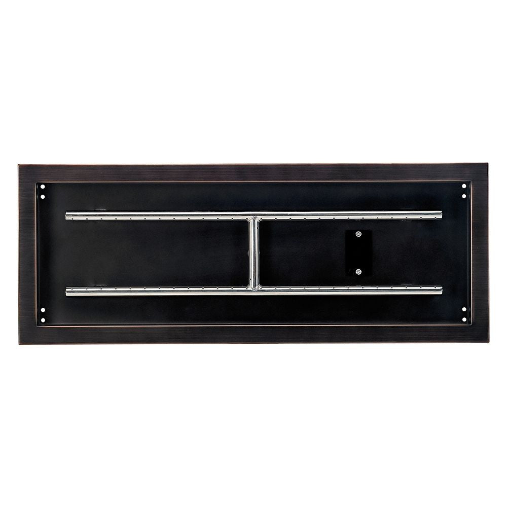 American Fire Glass Rectangular Oil Rubbed Bronze Drop-in Pan with Burner - OB-AFPP-30