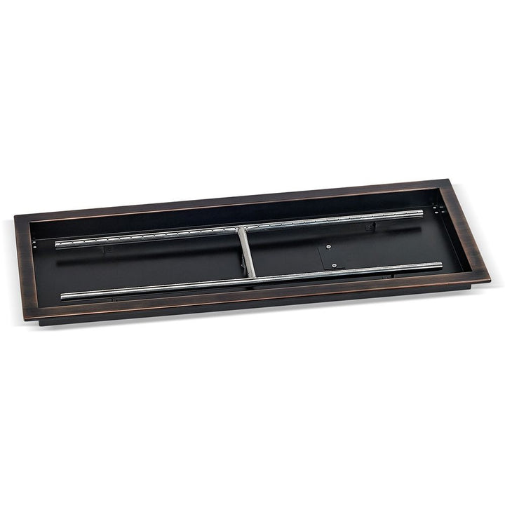 American Fire Glass Rectangular Oil Rubbed Bronze Drop-in Pan with Burner - OB-AFPP-36