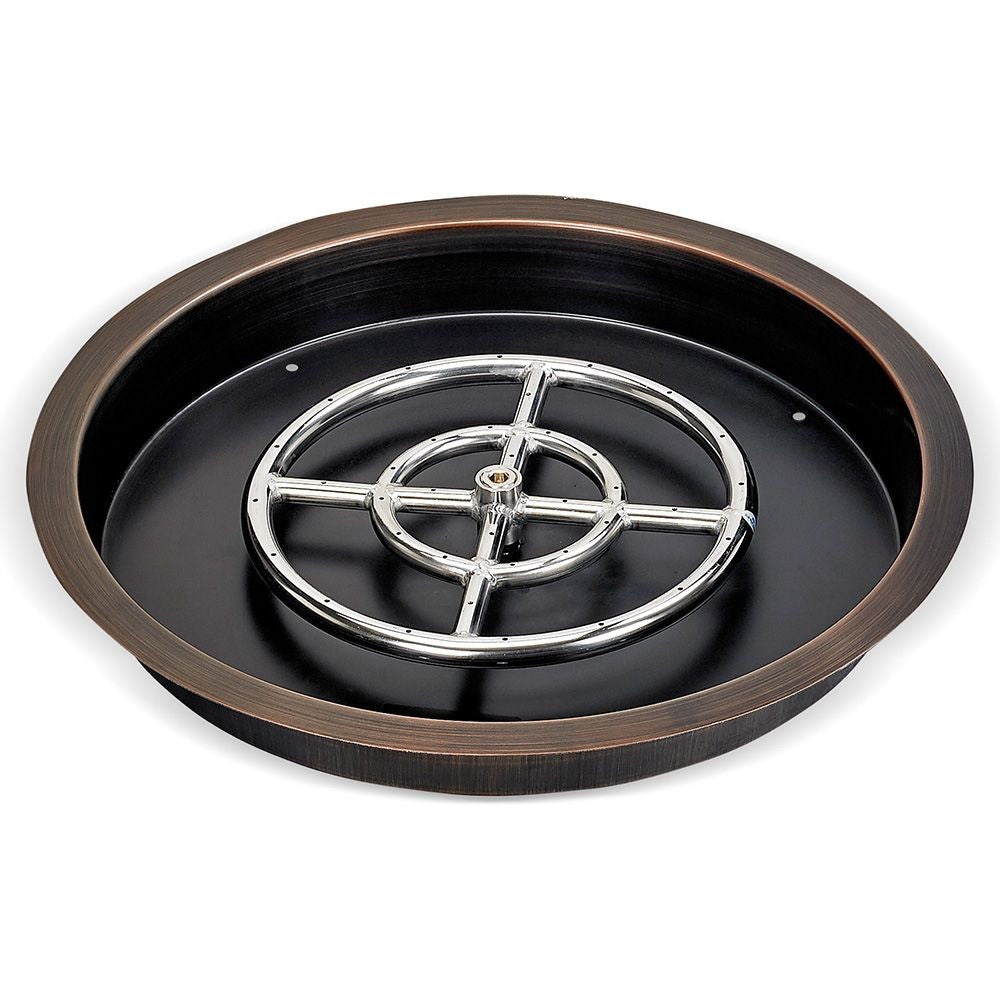 American Fire Glass Round Oil Rubbed Bronze Drop-in Pan with Burner - OB-RSP-19-ASBL