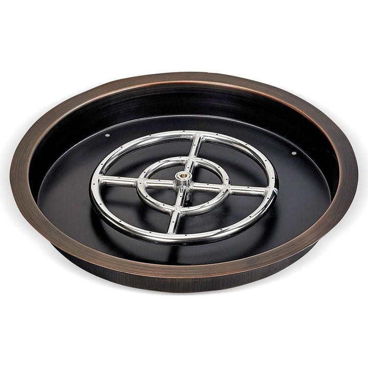 American Fire Glass Round Oil Rubbed Bronze Drop-in Pan with Burner - OB-RSP-19-ASBL