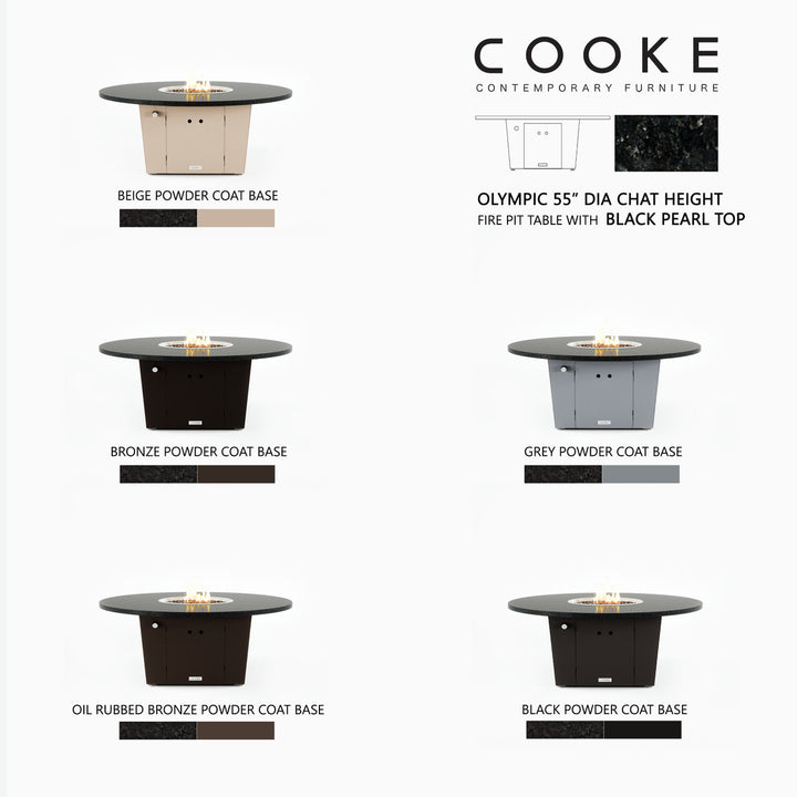 COOKE Olympic Fire Pit Table 55'' Diameter x 22" - Stone Top