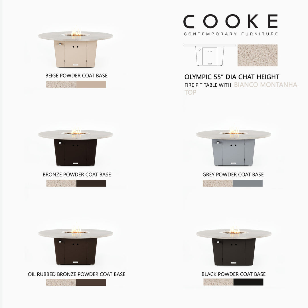 COOKE Olympic Fire Pit Table 55'' Diameter x 22" - Stone Top
