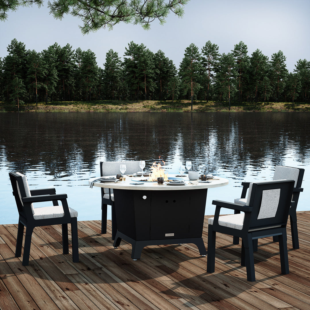 COOKE Olympic Fire Pit Table 55'' Diameter x 30" - Stone Top