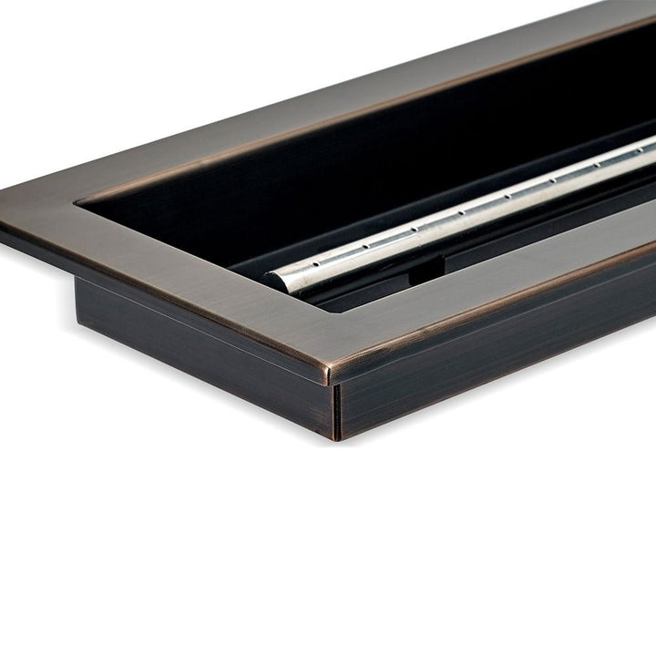 American Fire Glass 18" x 6" Oil Rubbed Bronze Rectangular Drop-In Fire Pit Pan - OB-AFPP-18