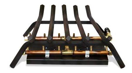 Outdoor Fireplace Grate Insert + CrossFire® H-Style Brass Burner for 30" Openings and Larger