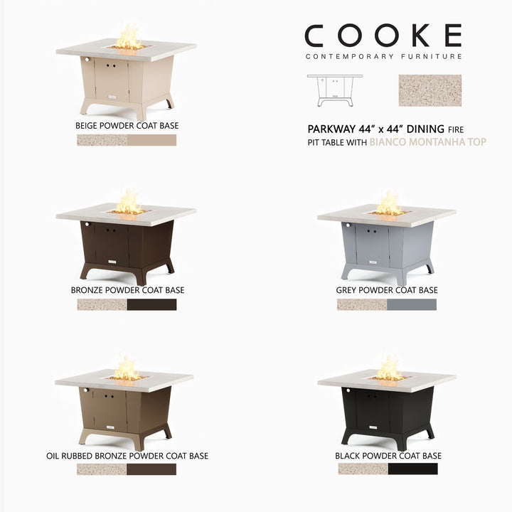 COOKE Parkway Fire Pit Table 44" x 44" x 30" - Stone Top