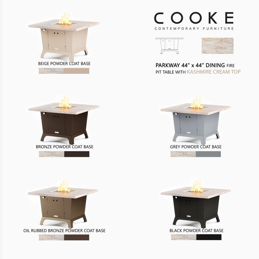 COOKE Parkway Fire Pit Table 44" x 44" x 30" - Stone Top
