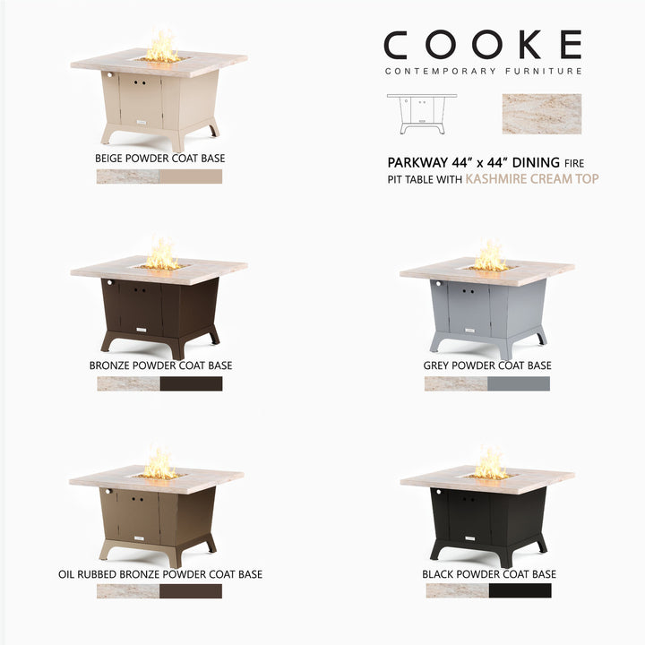 COOKE Parkway Fire Pit Table 44" x 44" x 30" - Stone Top