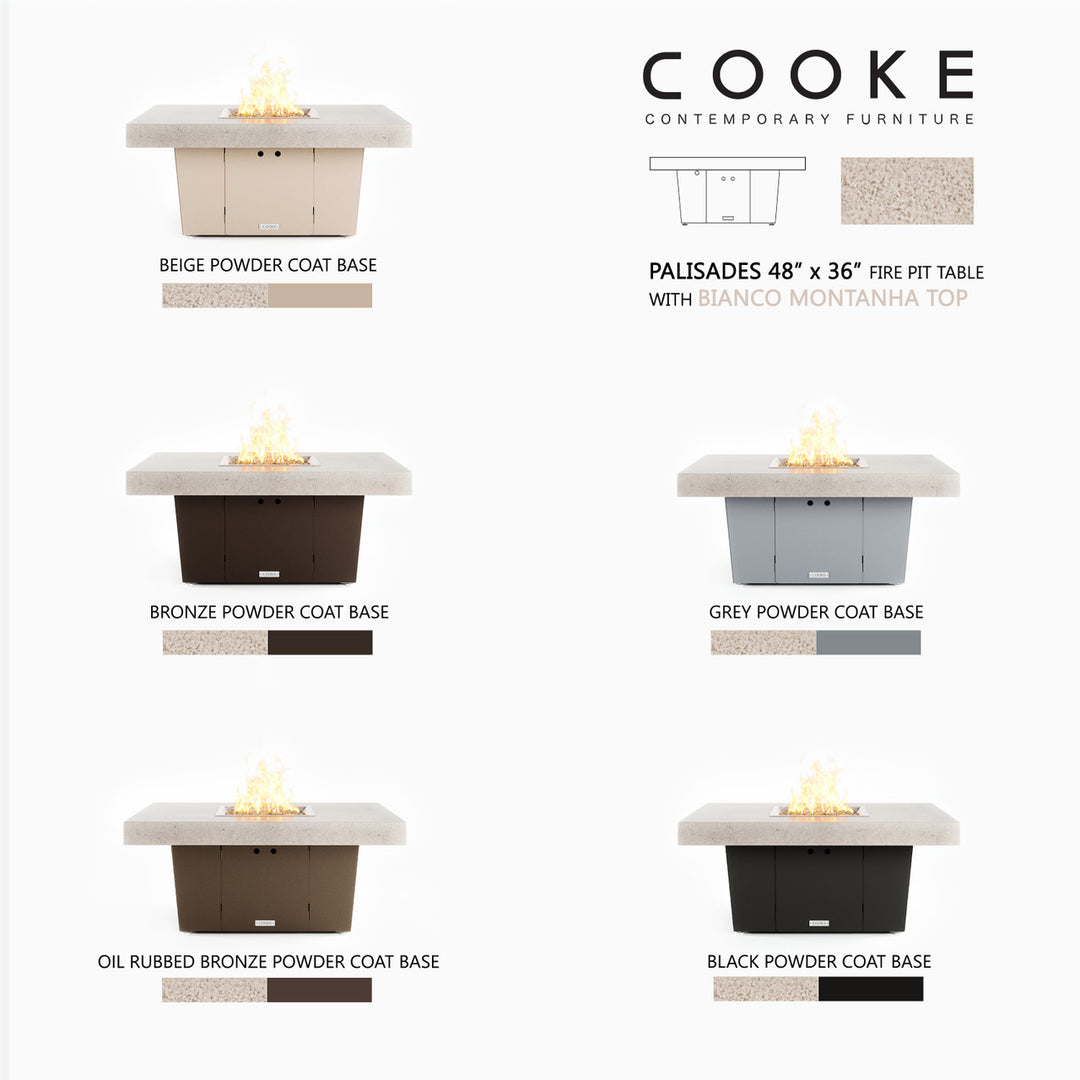 COOKE Palisades Fire Pit Table 48" x 36" x 21" - Stone Top