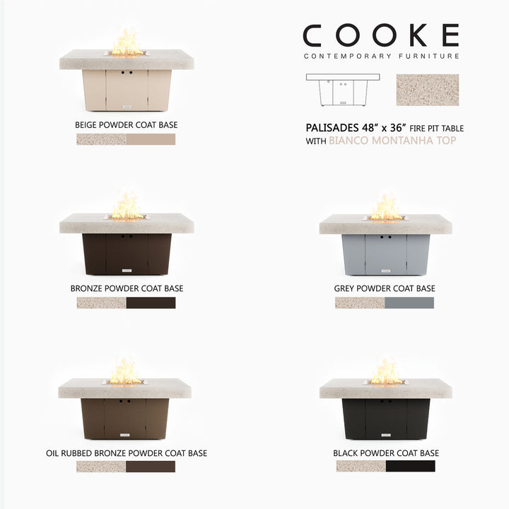 COOKE Palisades Fire Pit Table 48" x 36" x 21" - Stone Top