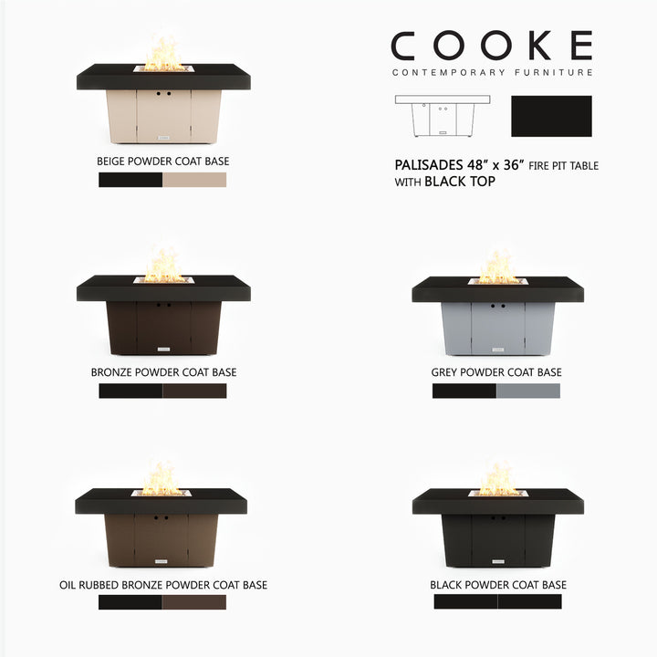COOKE Palisades Fire Pit Table 48" x 36" x 21" - Aluminum Top