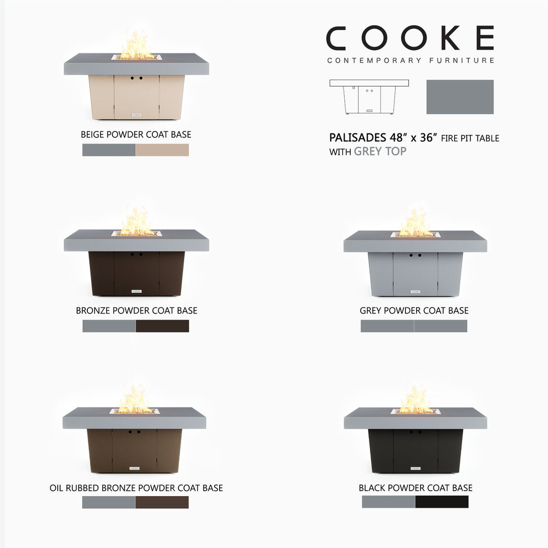 COOKE Palisades Fire Pit Table 48" x 36" x 21" - Aluminum Top