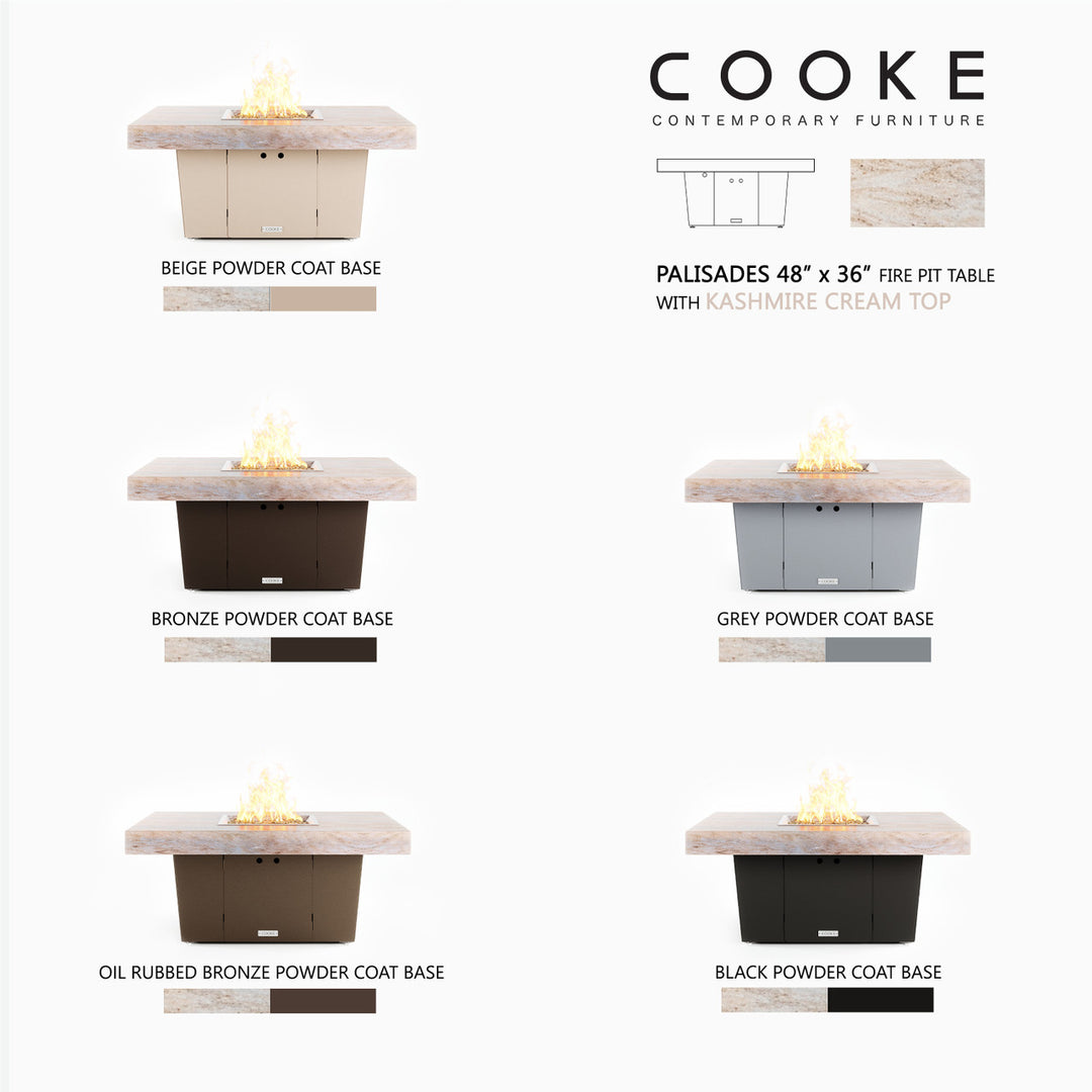 COOKE Palisades Fire Pit Table 48" x 36" x 21" - Stone Top