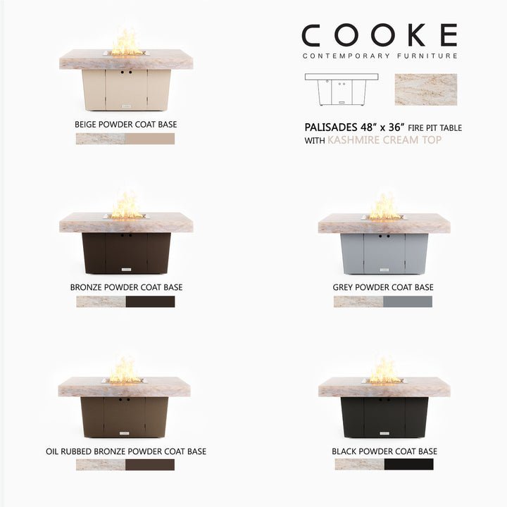 COOKE Palisades Fire Pit Table 48" x 36" x 21" - Stone Top