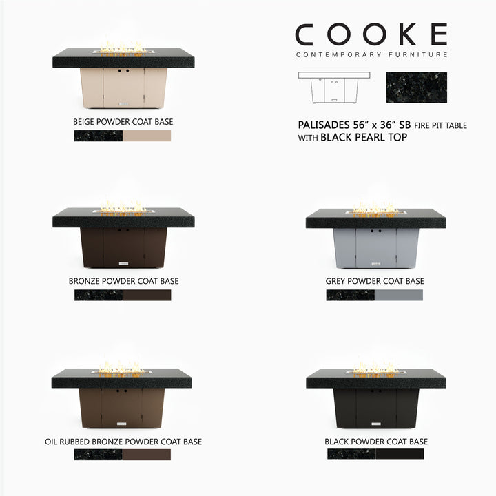COOKE Palisades Fire Pit Table 52" x 36" x 21" - Stone Top with 4" Edge