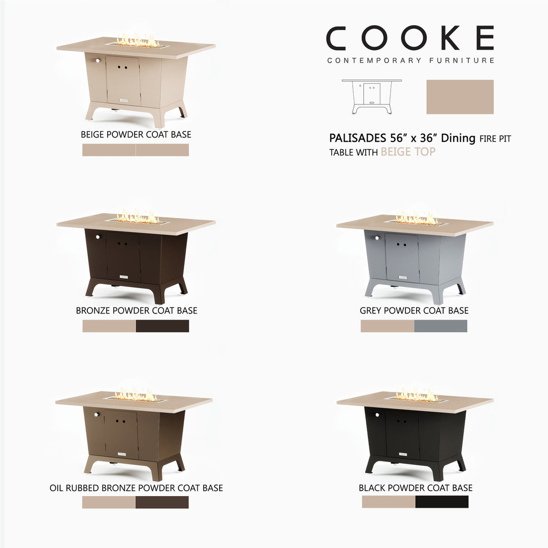 COOKE Palisades Fire Pit Table 52" x 36" x 30"- Aluminum Top