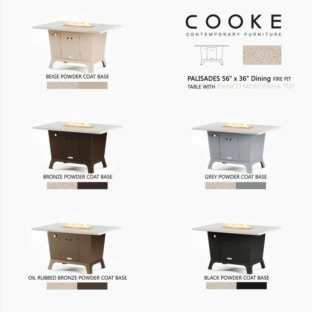 COOKE Palisades Fire Pit Table 52" x 36" x 30" - Stone Top with 1.5" Edge