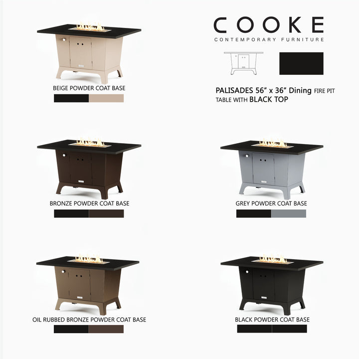 COOKE Palisades Fire Pit Table 52" x 36" x 30"- Aluminum Top