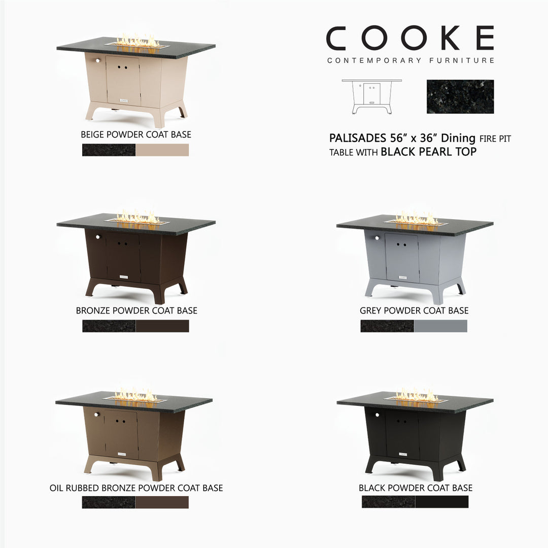 COOKE Palisades Fire Pit Table 52" x 36" x 30" - Stone Top