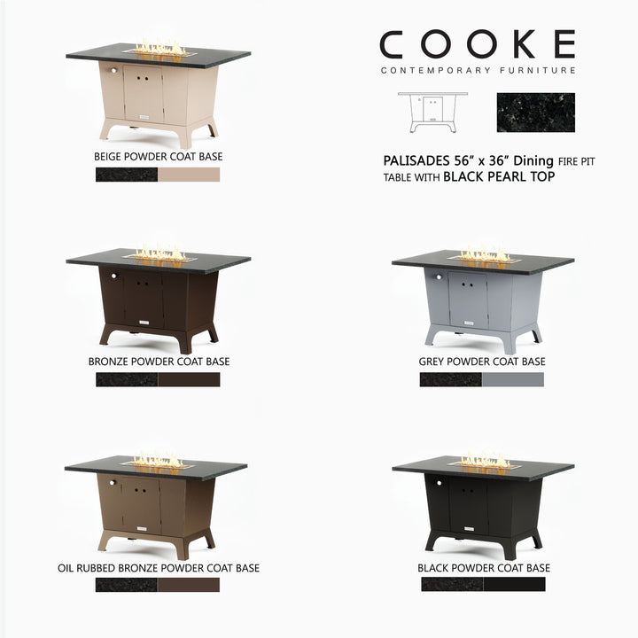 COOKE Palisades Fire Pit Table 52" x 36" x 30" - Stone Top