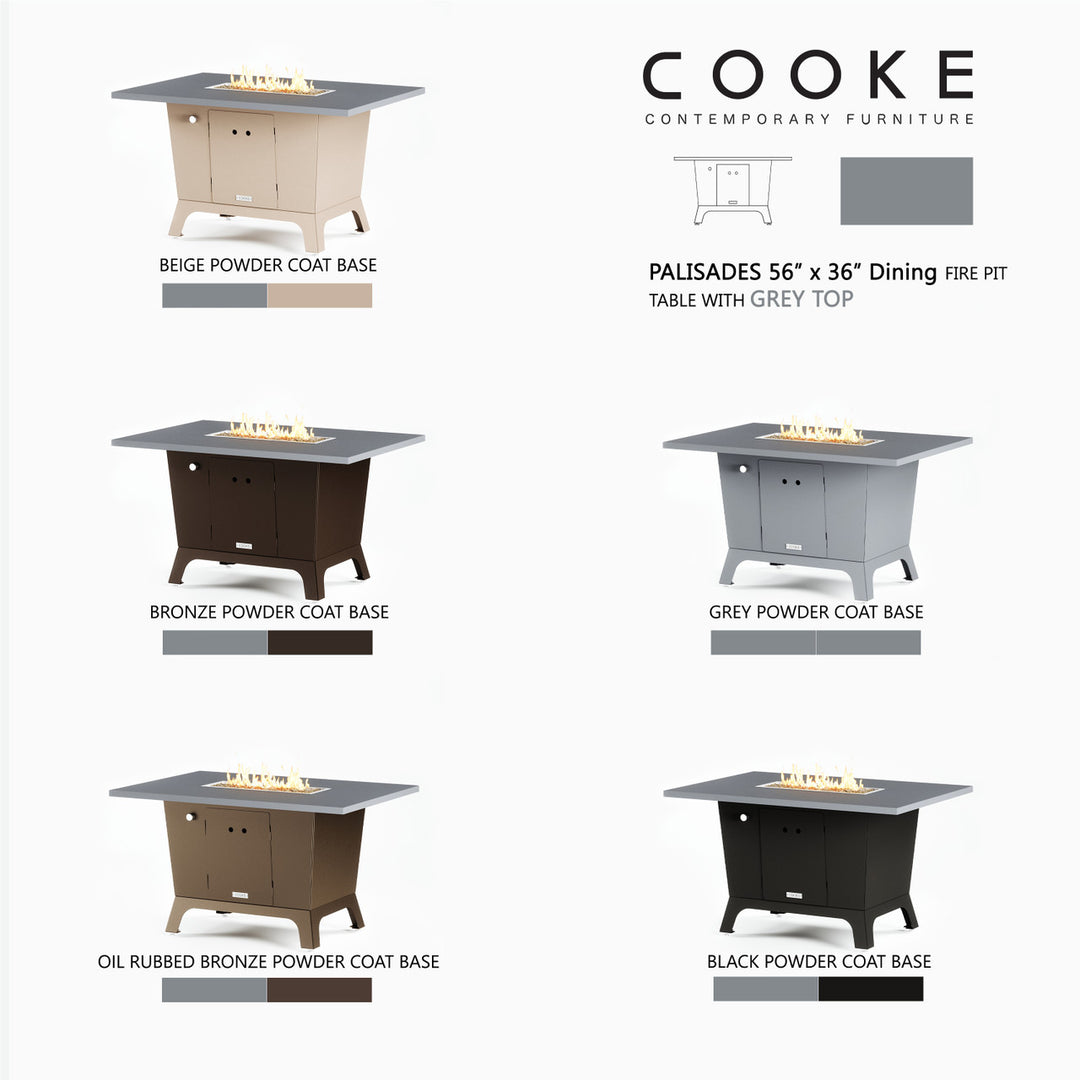 COOKE Palisades Fire Pit Table 52" x 36" x 30"- Aluminum Top