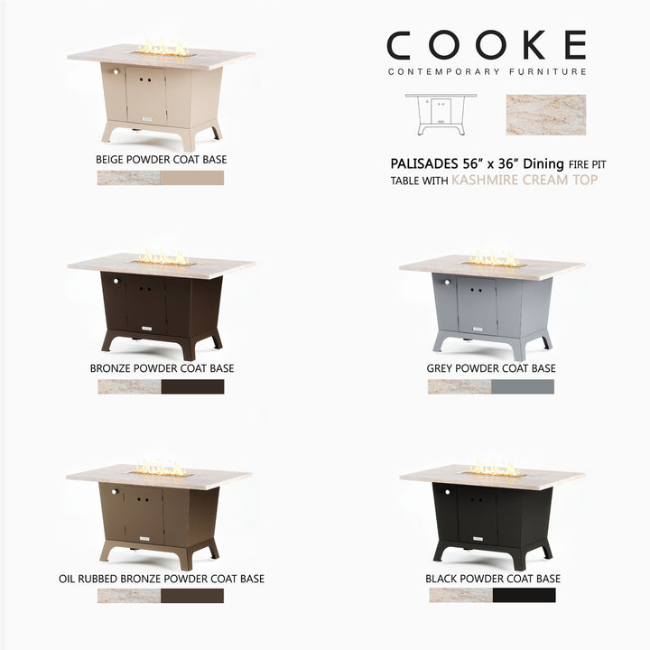 COOKE Palisades Fire Pit Table 52" x 36" x 30" - Stone Top with 1.5" Edge