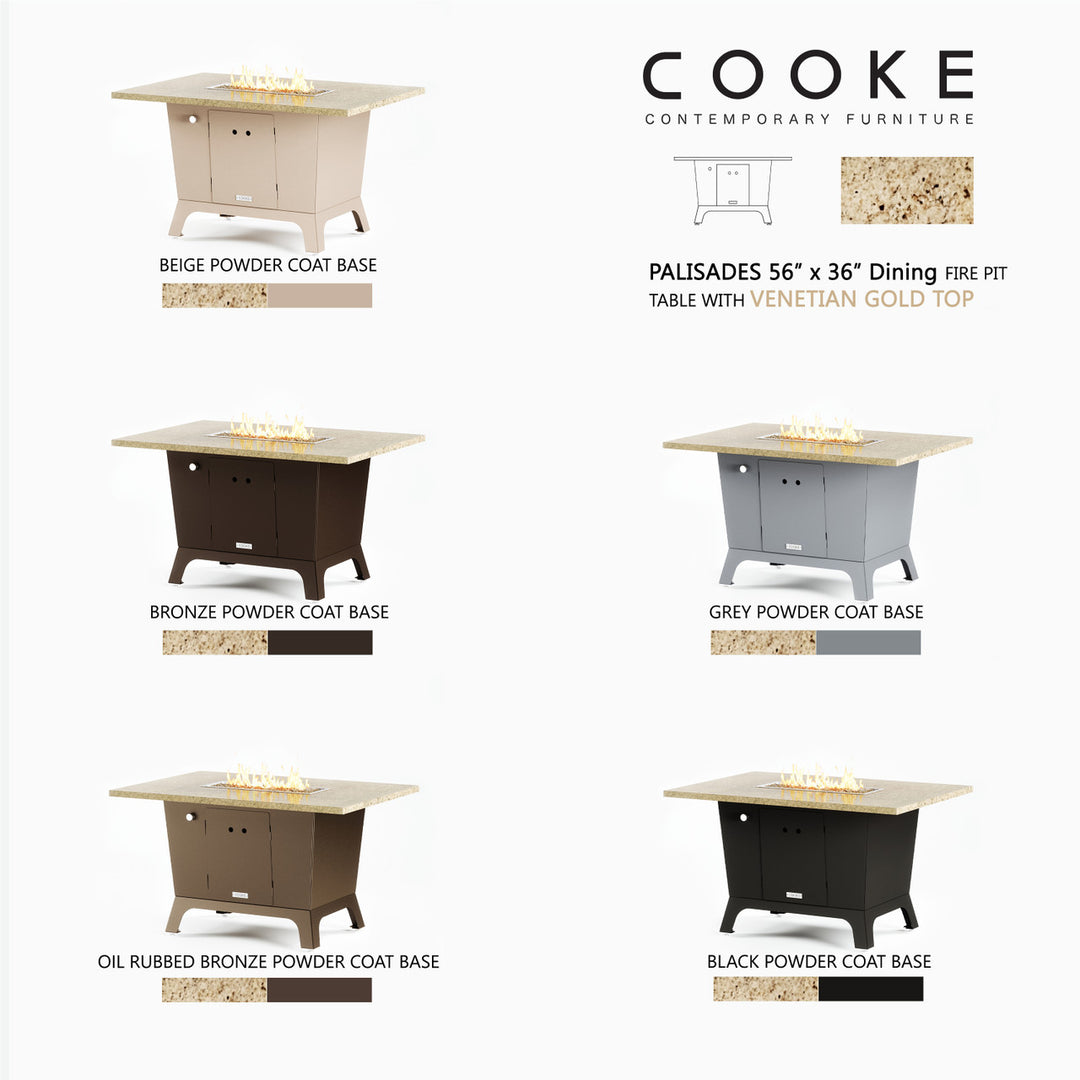 COOKE Palisades Fire Pit Table 52" x 36" x 30" - Stone Top