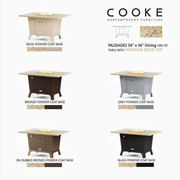 COOKE Palisades Fire Pit Table 52" x 36" x 30" - Stone Top