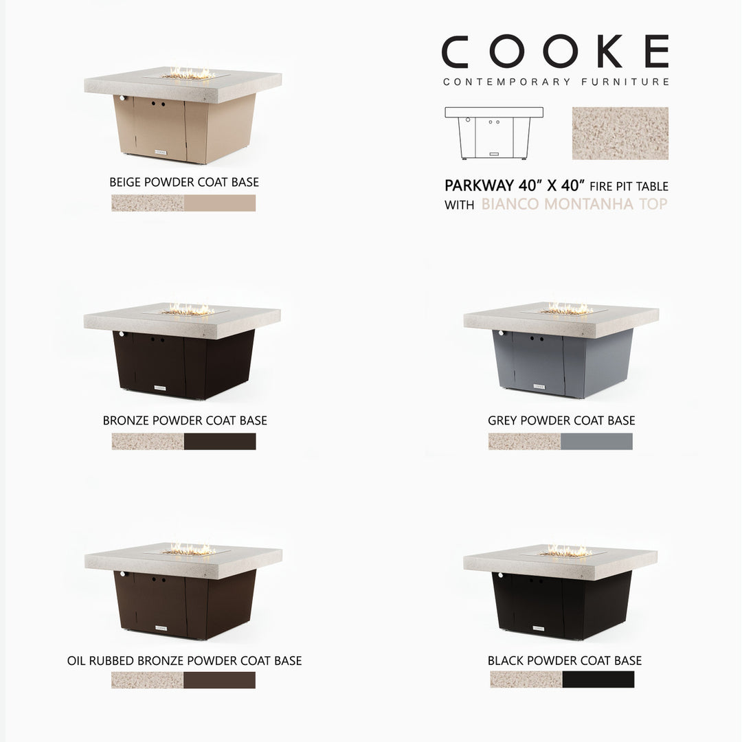 COOKE Parkway Fire Pit Table 40" x 40" x 21" - Stone Top