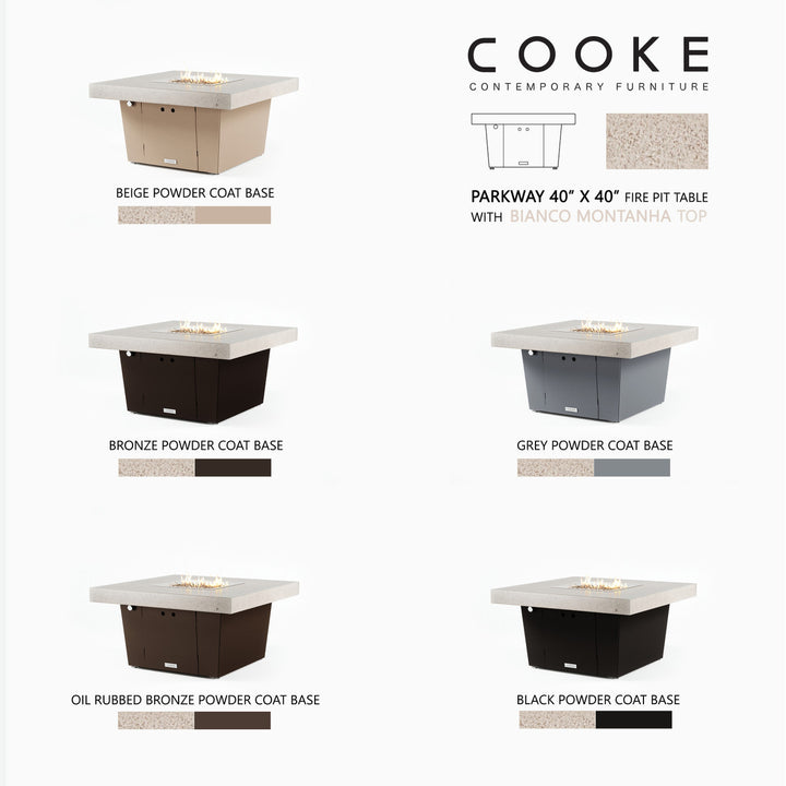 COOKE Parkway Fire Pit Table 40" x 40" x 21" - Stone Top