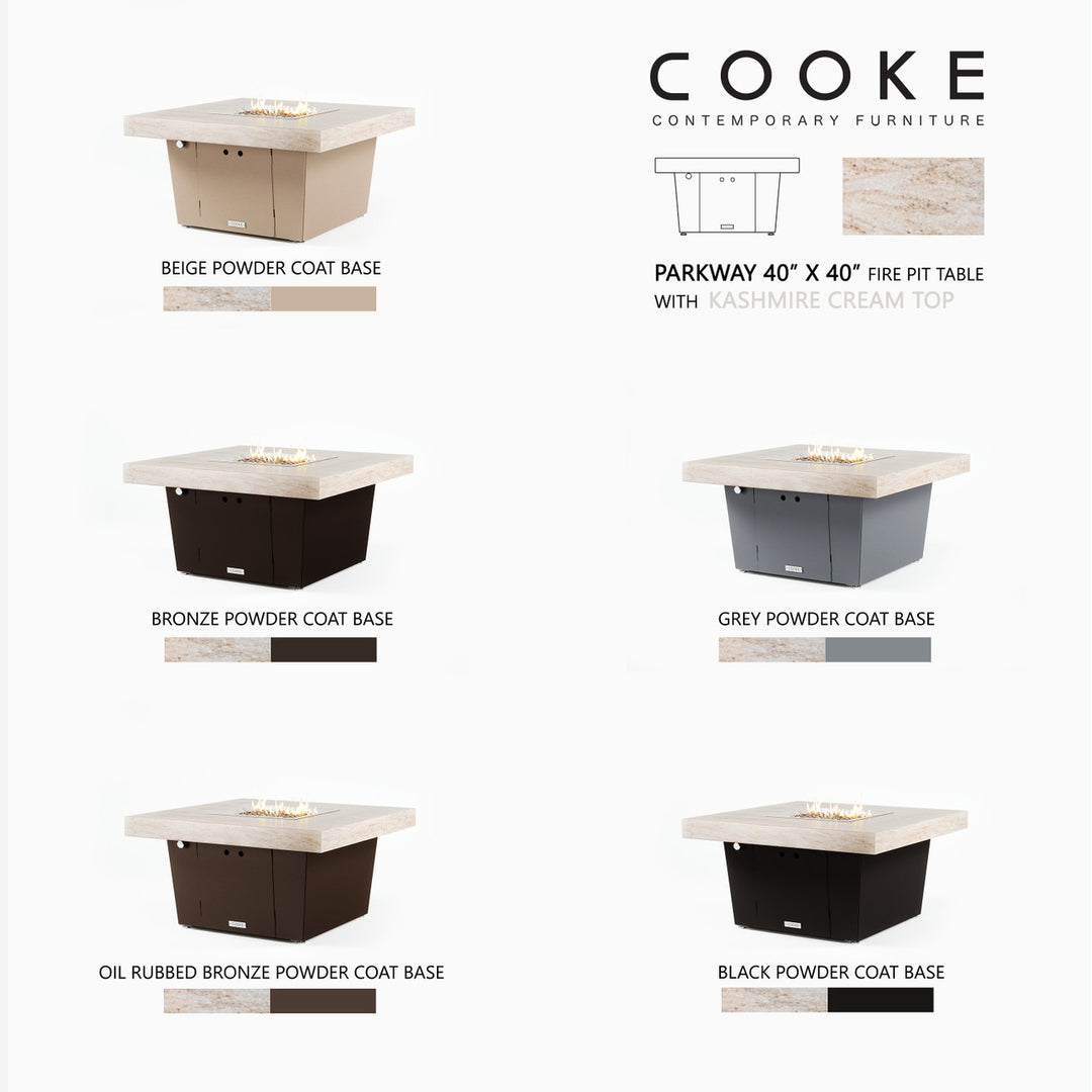 COOKE Parkway Fire Pit Table 40" x 40" x 21" - Stone Top