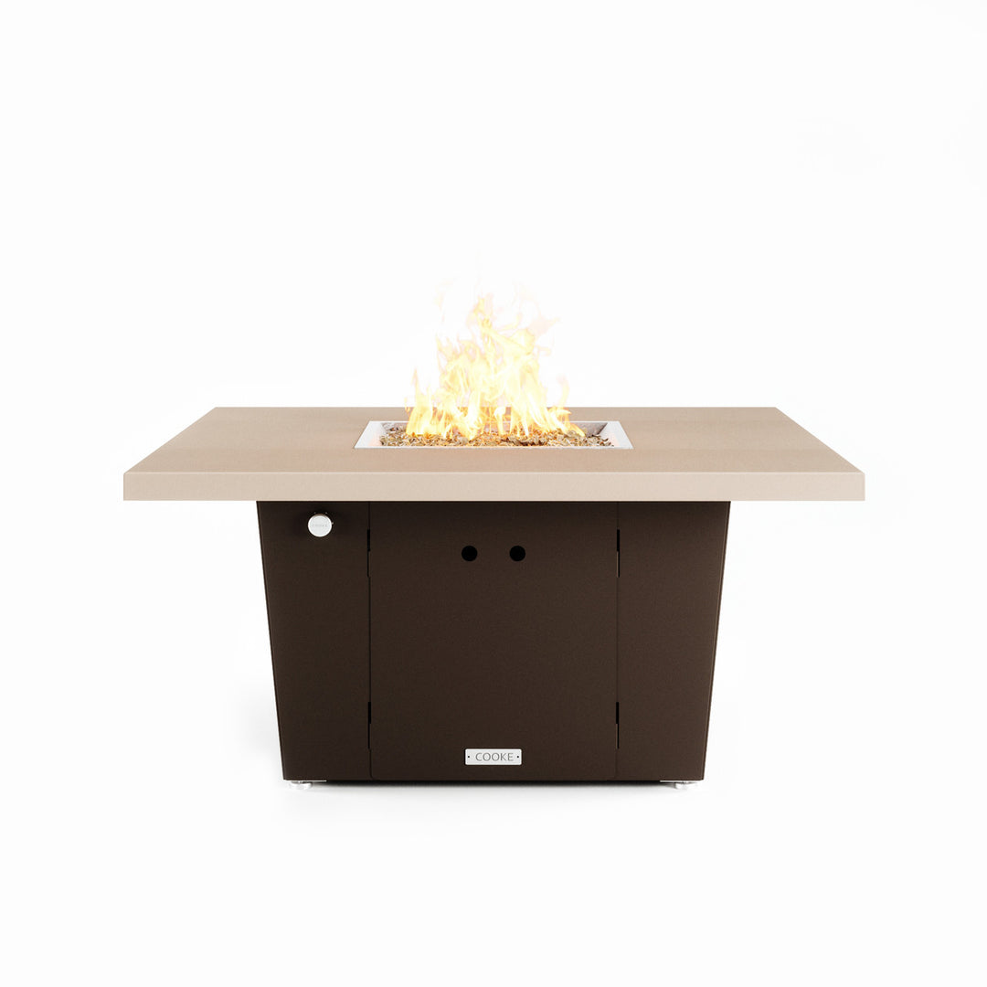 COOKE Parkway Fire Pit Table 44" x 44" x 21" - Aluminum Top