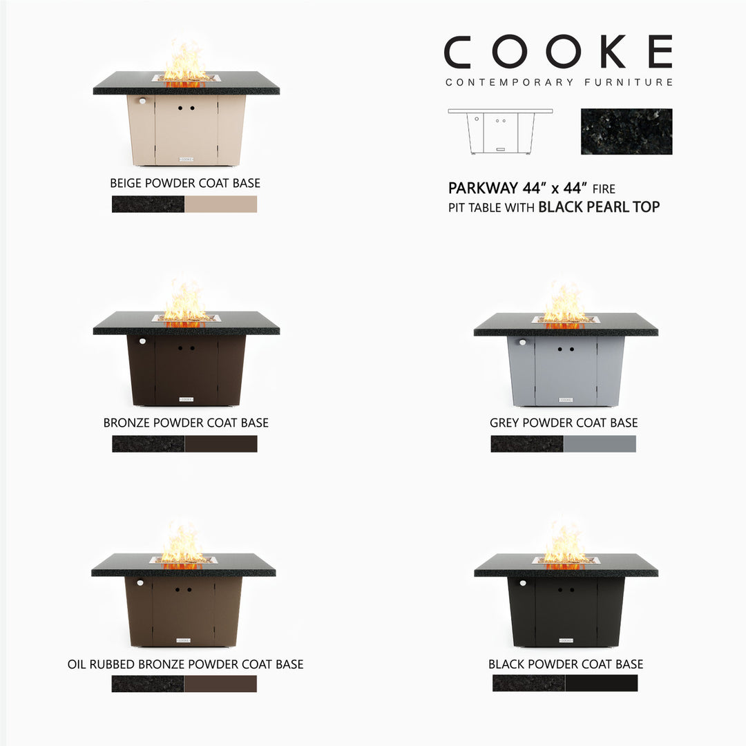 COOKE Parkway Fire Pit Table 44" x 44" x 21" - Stone Top