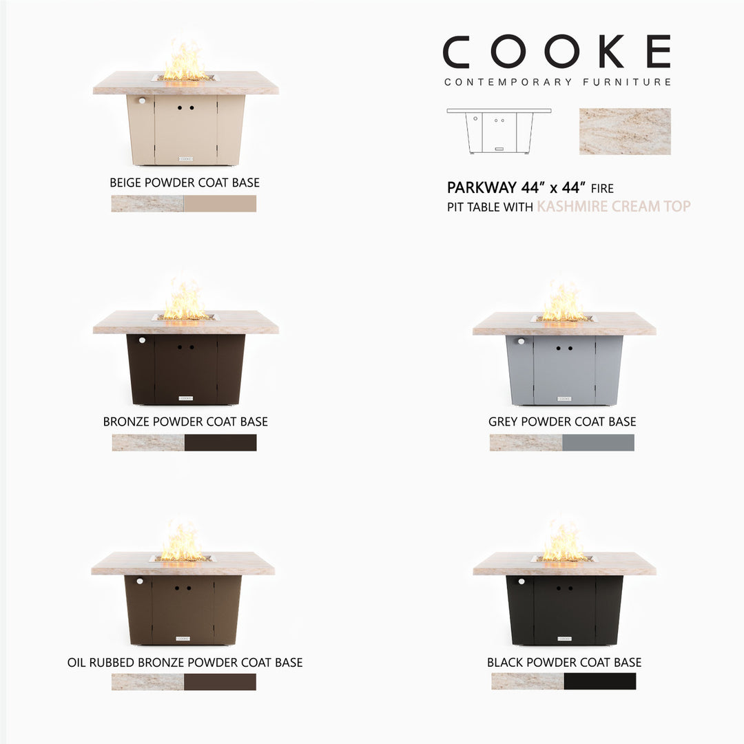 COOKE Parkway Fire Pit Table 44" x 44" x 21" - Stone Top