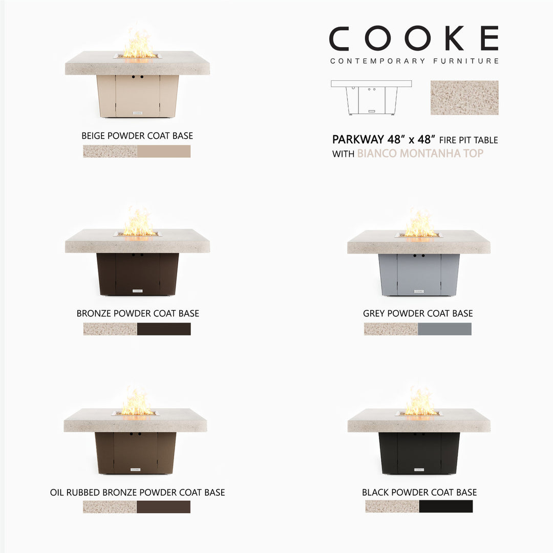 COOKE Parkway Fire Pit Table 48" x 48" x 21" x 3cm Stone Top Sm Pan