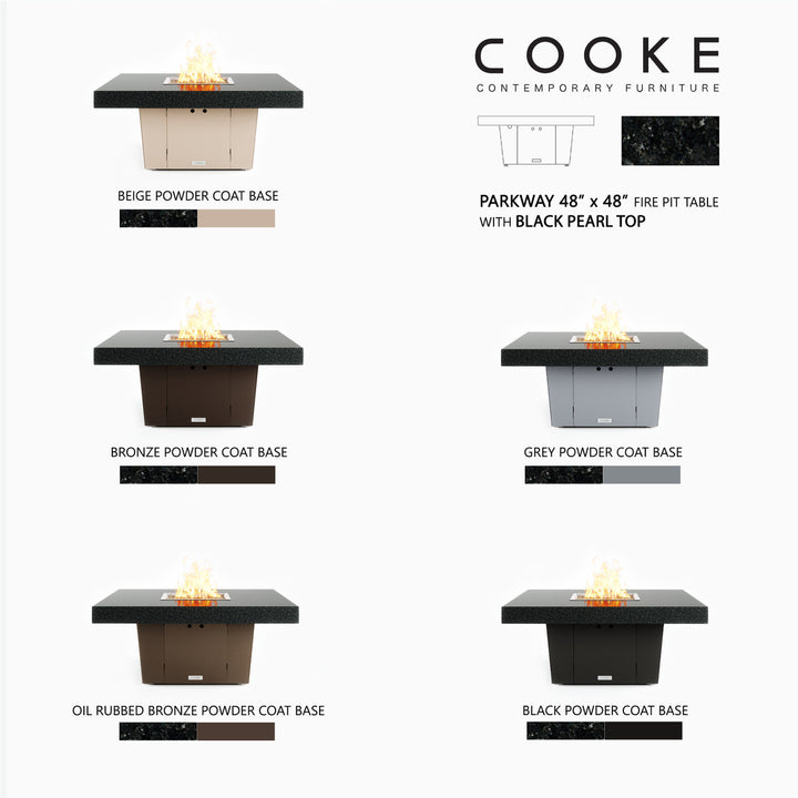 COOKE Parkway Fire Pit Table 48" x 48" x 21" x 3cm Stone Top Sm Pan