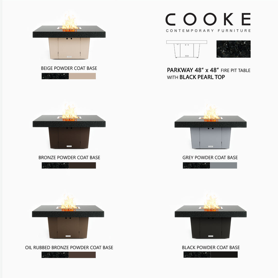 COOKE Parkway Fire Pit Table 48" x 48" x 21" x 3cm Stone Top Lg Pan