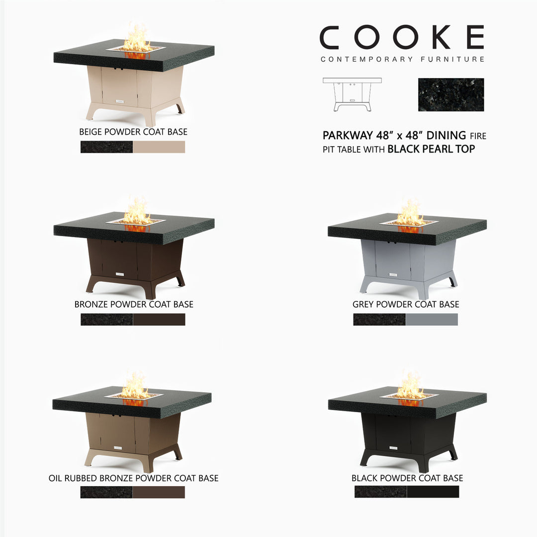 COOKE Parkway Fire Pit Table 48" x 48" x 30" - Stone Top