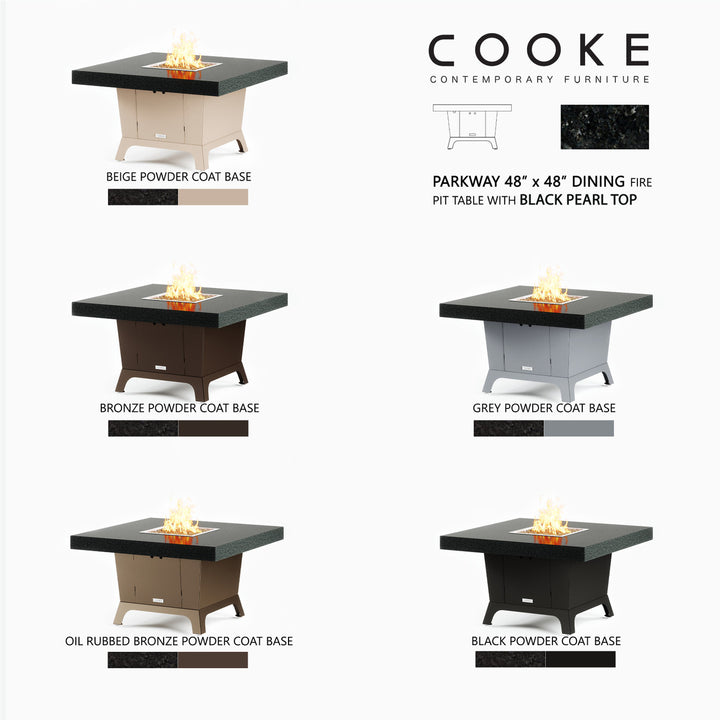 COOKE Parkway Fire Pit Table 48" x 48" x 30" - Stone Top