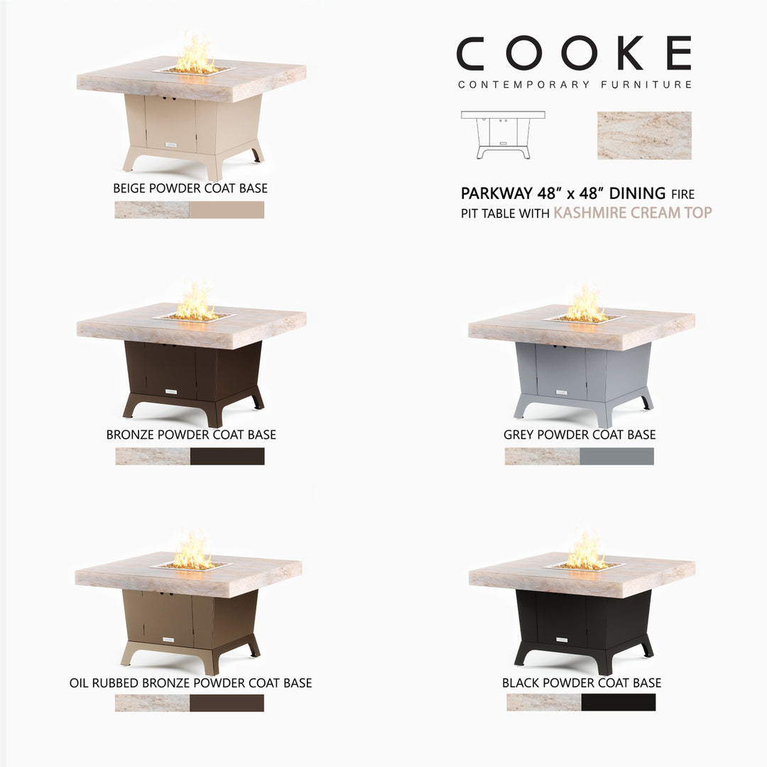 COOKE Parkway Fire Pit Table 48" x 48" x 30" - Stone Top