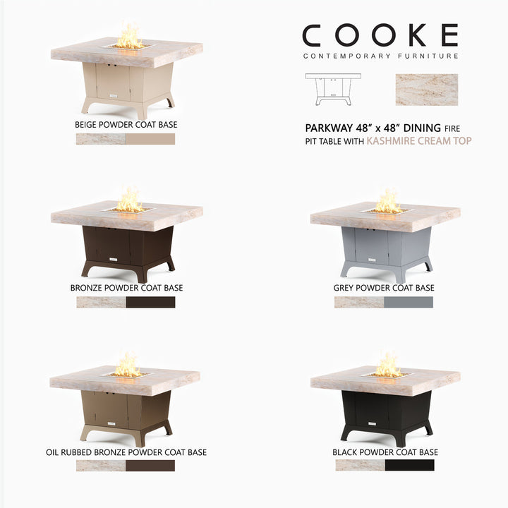 COOKE Parkway Fire Pit Table 48" x 48" x 30" - Stone Top