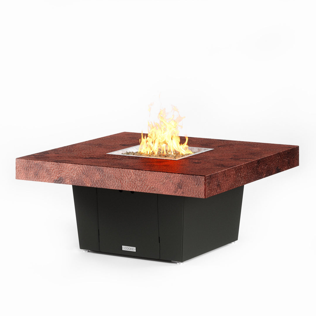 COOKE Parkway Fire Pit Table 48" x 48" x 21" - Hammered Copper Top